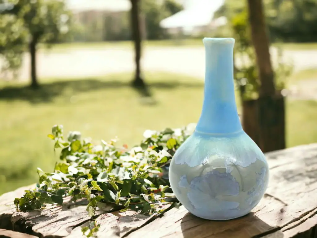 a blue crystalline glazed vase