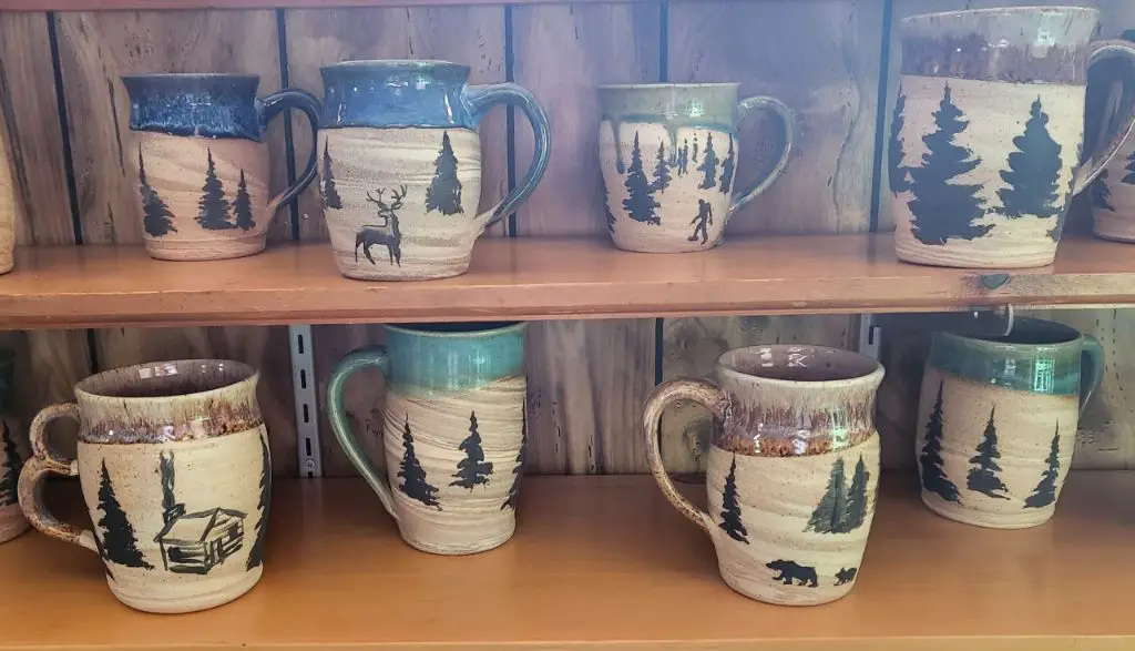 a handmade clay coffee mug