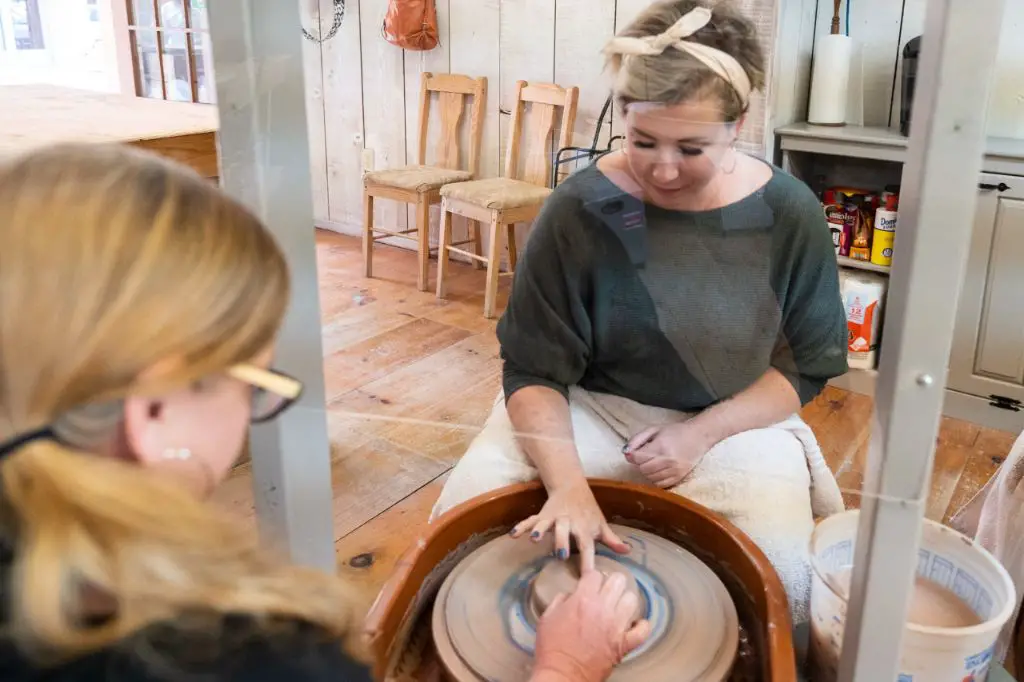 a pottery class provides opportunities for natural conversation between two people