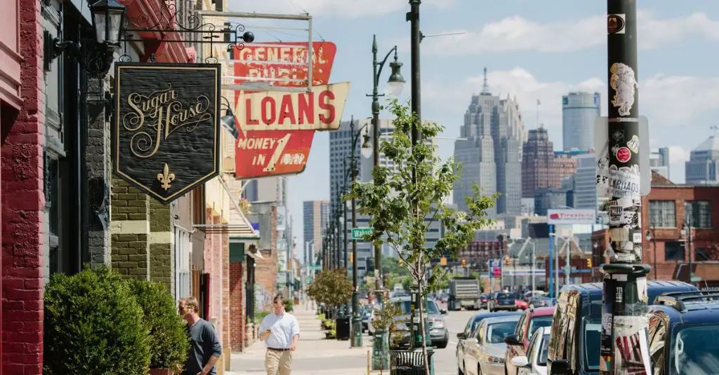 a street in the corktown neighborhood of detroit.