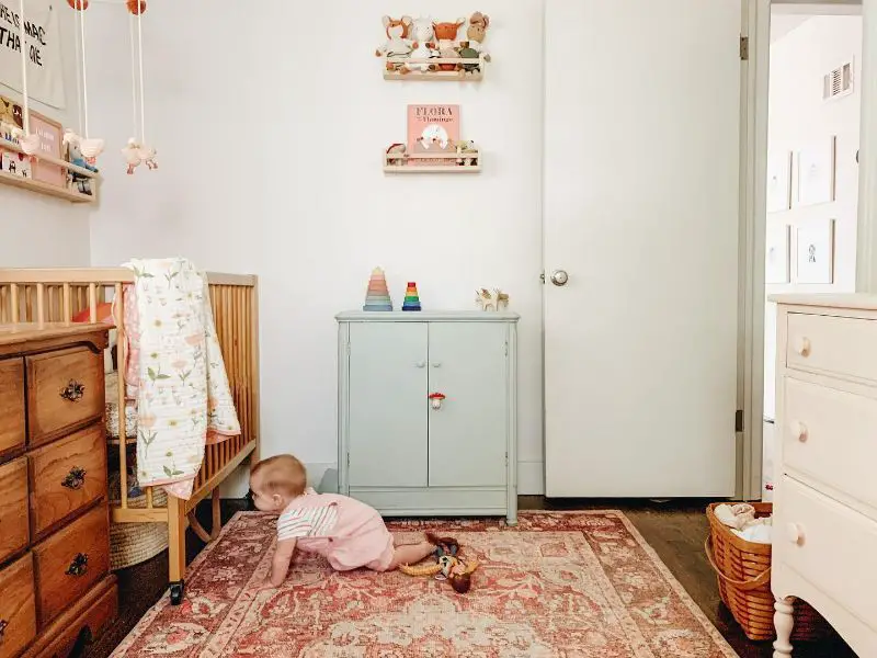 an 8x10 rug leaves ample crawl and play space for a 10x12 nursery