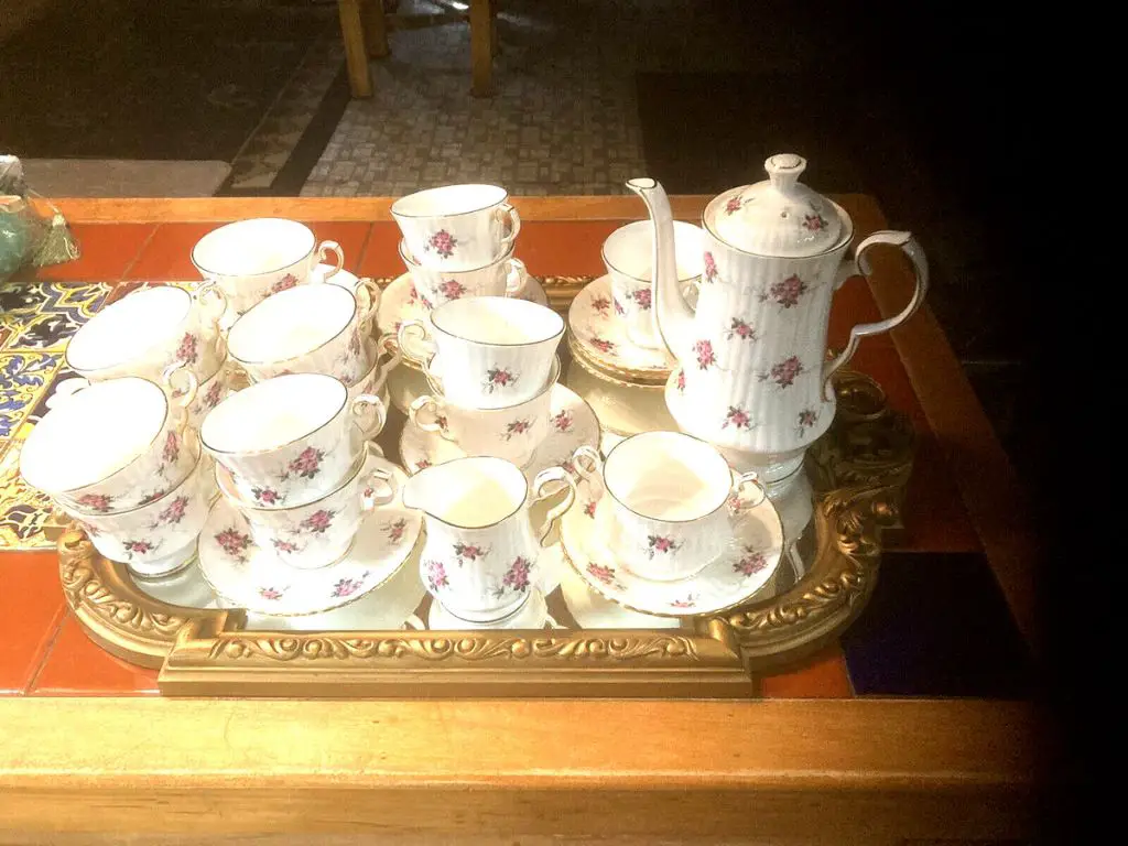an antique bone china tea set made by spode.