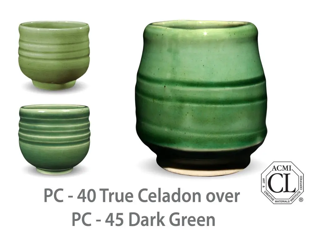 an example image of a mid-range celadon glaze on a ceramic vessel, with its signature green colors.