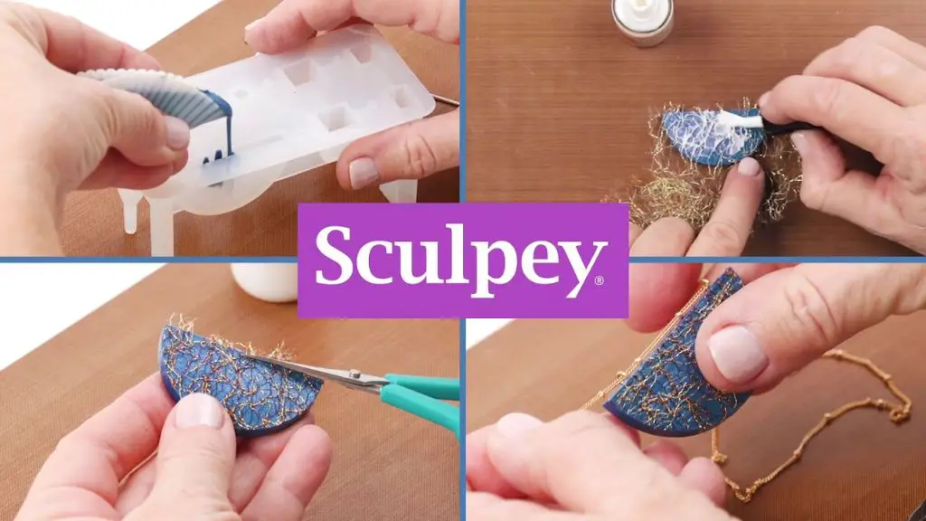 an image of an artisan sculpting a polymer clay pendant by hand