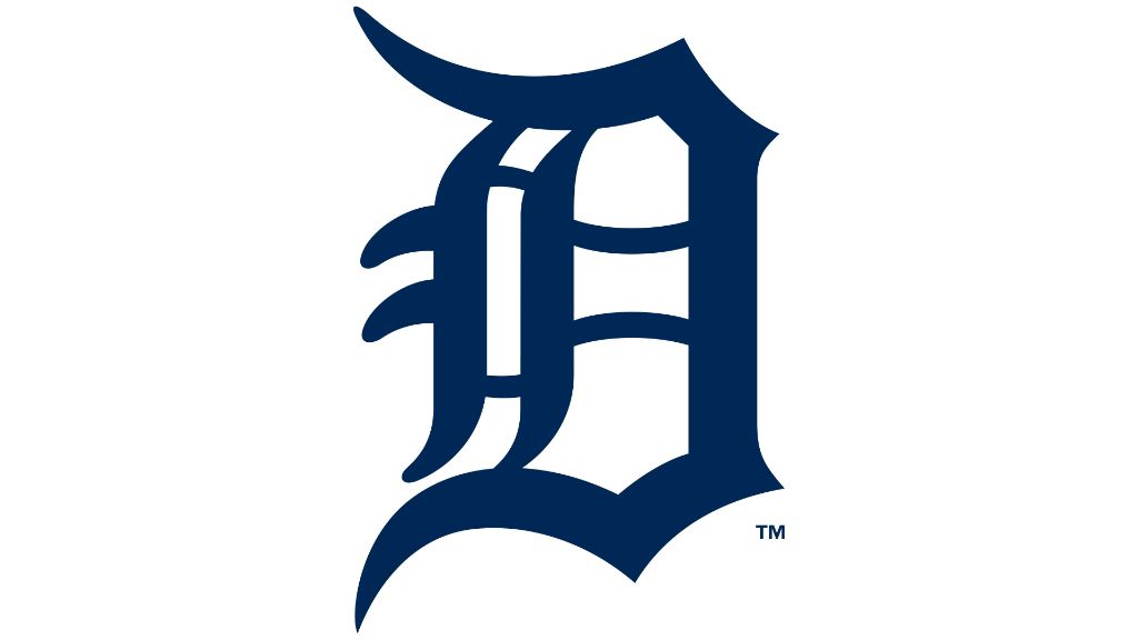 an image of the detroit tigers baseball logo featuring the detroit d font.