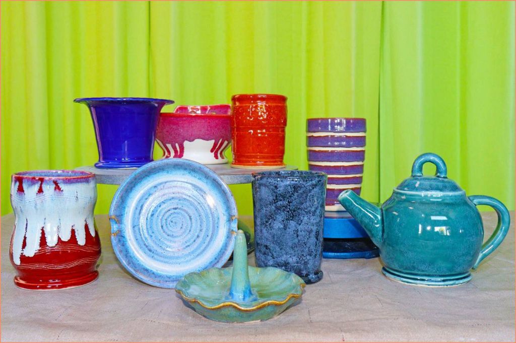an image showing examples of different types of glazes used in pottery making