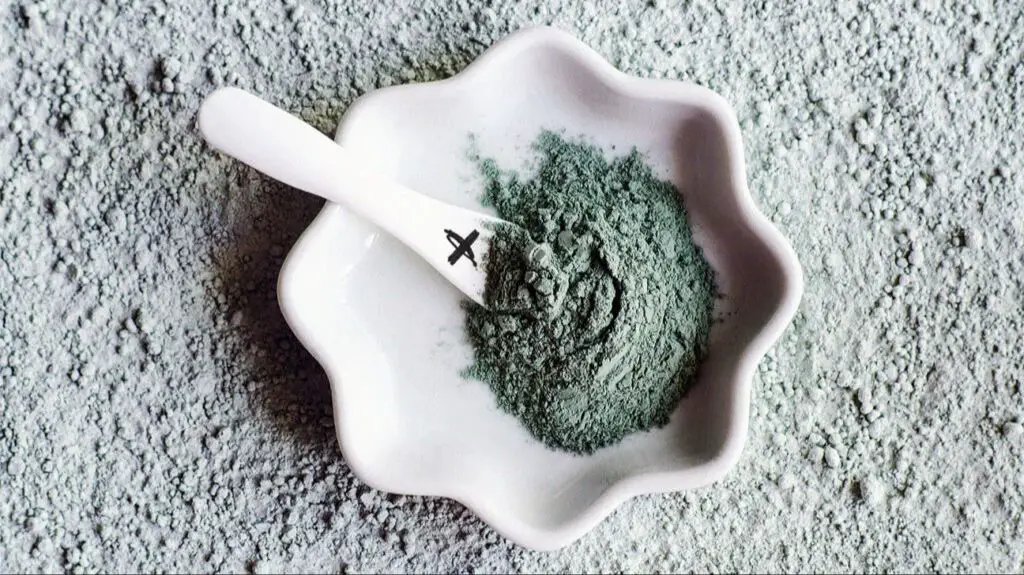 bentonite clay powder in a bowl