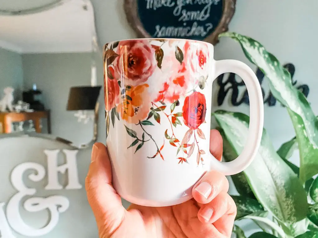 ceramic mug with custom floral design