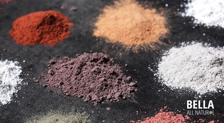 clay powder of different colors - white, red, brown