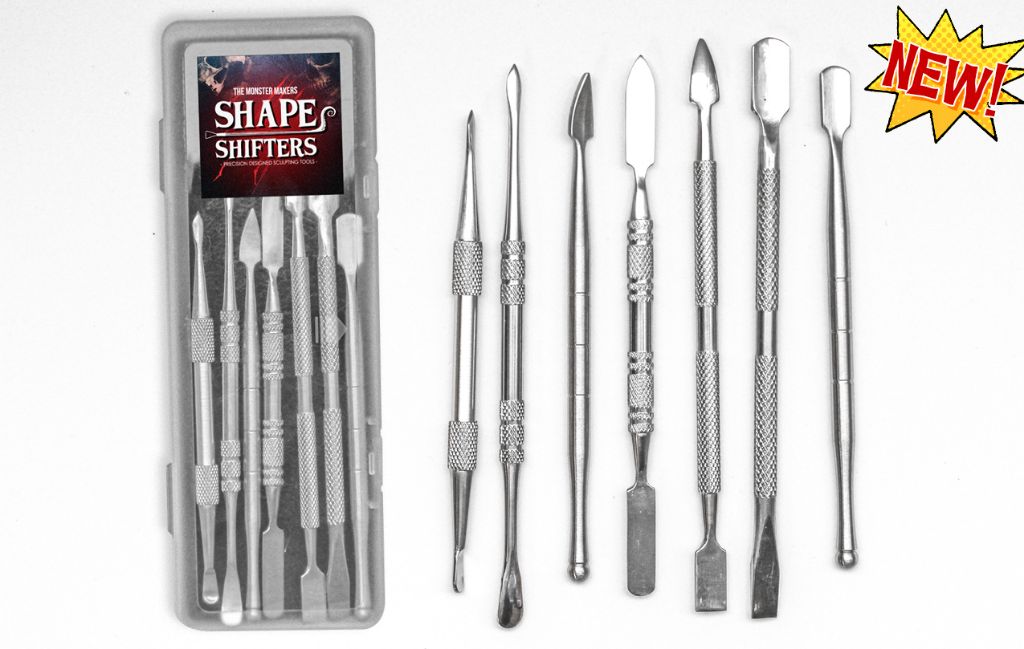clay sculpting tools like loop tools, clay shapers, and cutters.