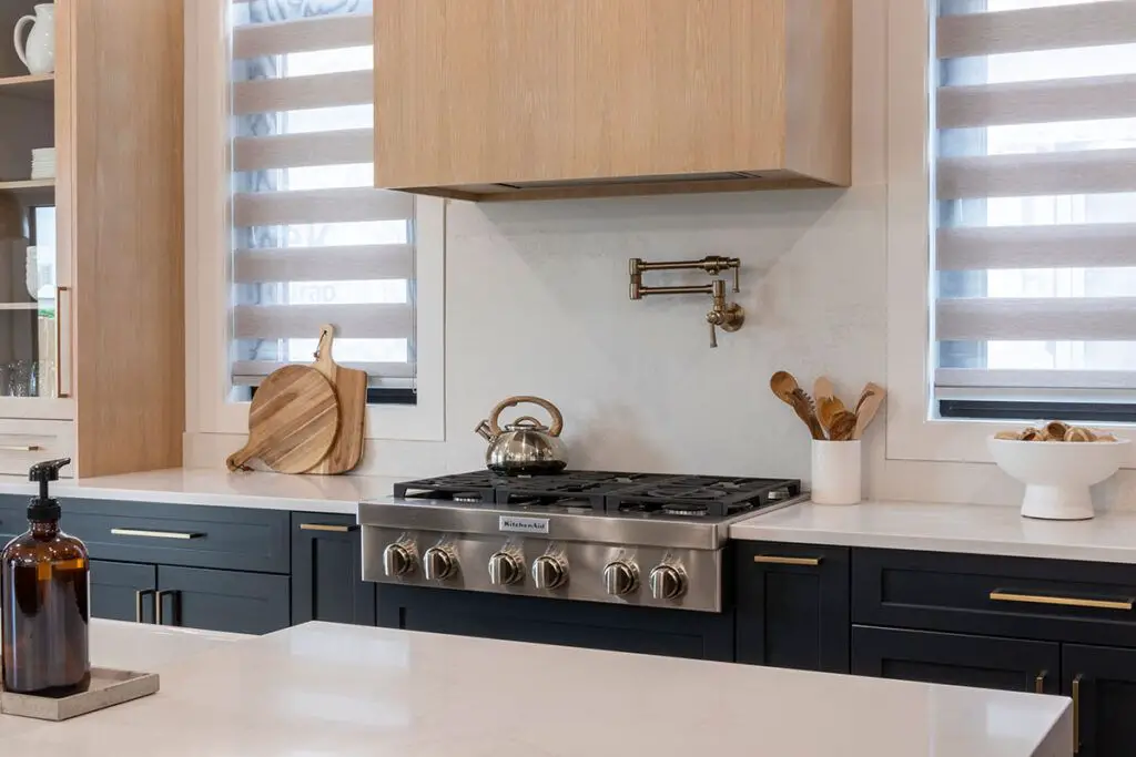 darker backsplashes can provide contrast with lighter countertops