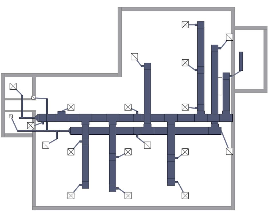 diagram showing a 6 duct hvac system