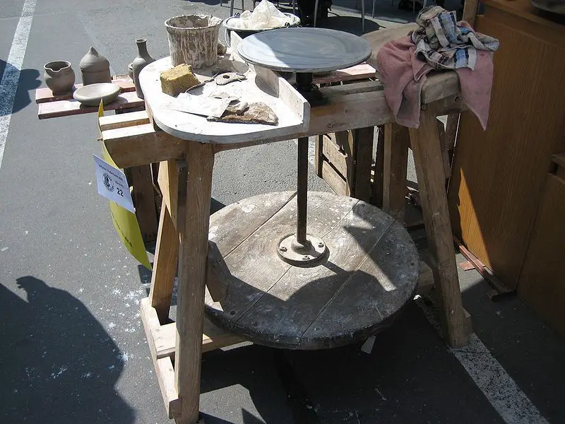 early pottery wheels were simple rotating platforms.