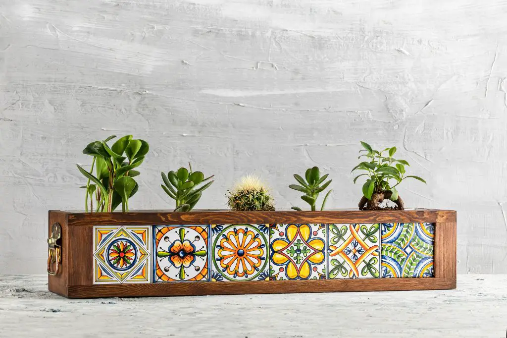 example of a talavera planter sealed and suitable for outdoor use.