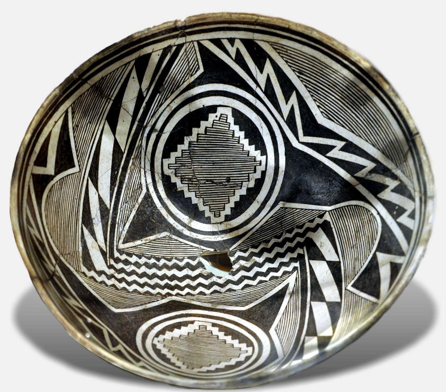 example of classic mimbres black-on-white pottery style
