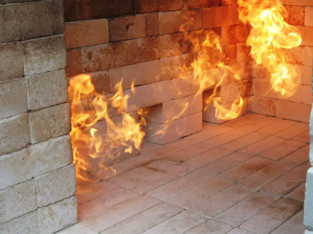 fire clay bricks inside a kiln.