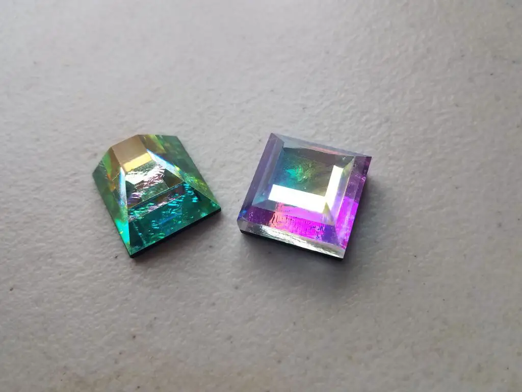 gems fused between glass