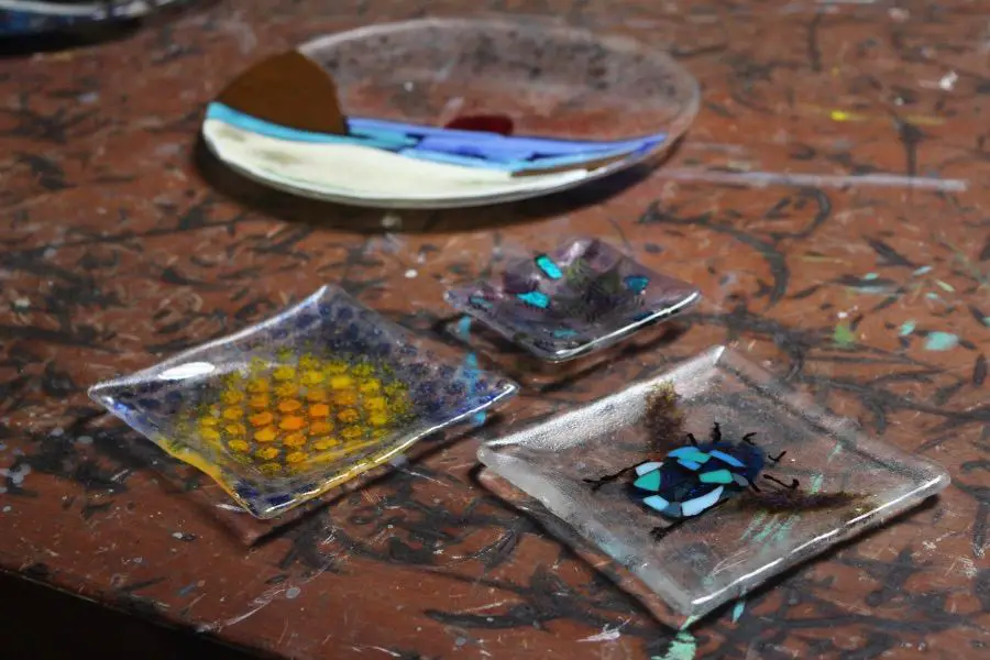 glass pieces ready for fusing