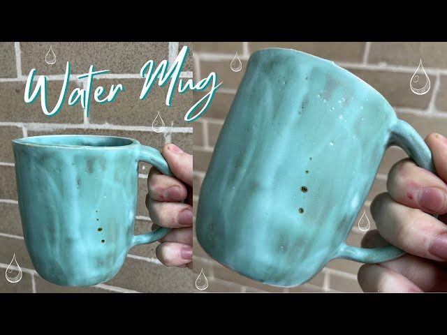 glazing ceramic mugs on a work table