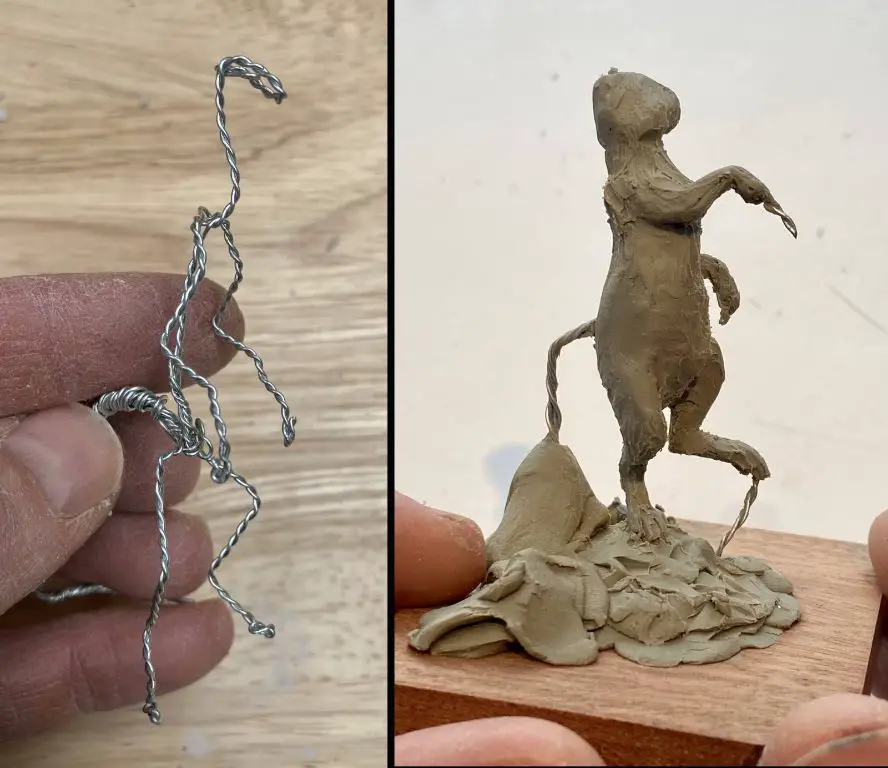image of an armature made from wire and other materials.