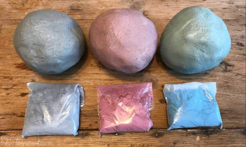 image of different colored stoneware clay.