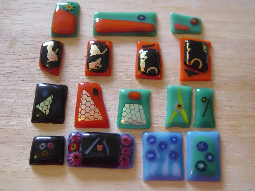 image of fused glass coasters made in a microwave kiln