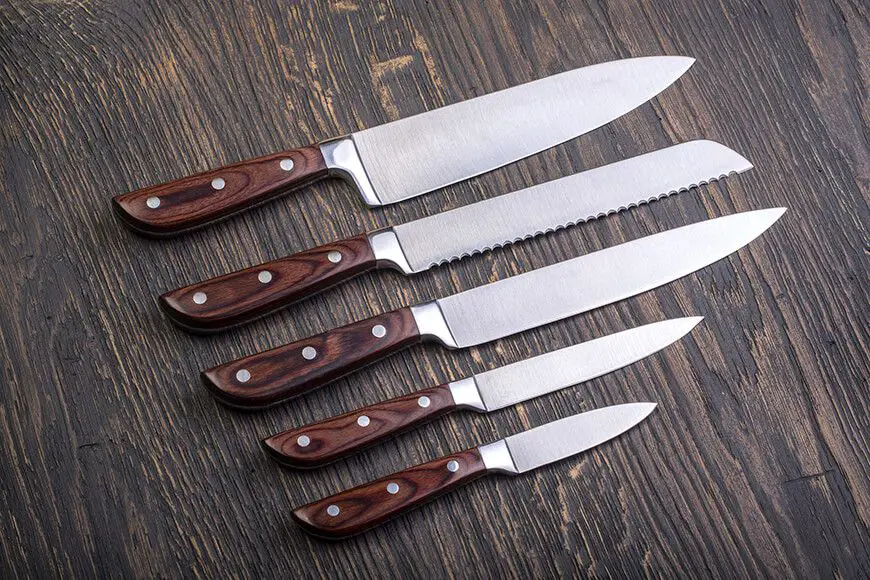 image shows examples of carbon steel knives