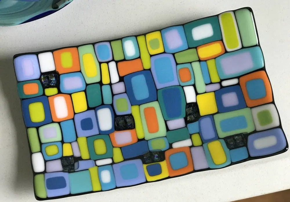 image shows examples of fused glass techniques