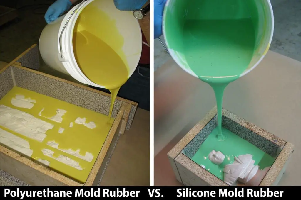 liquid being poured into a polyurethane rubber mold