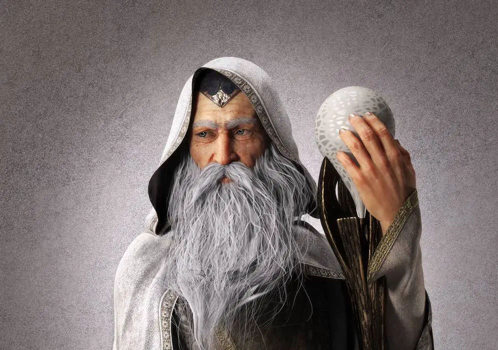 merlin with long, iconic white beard