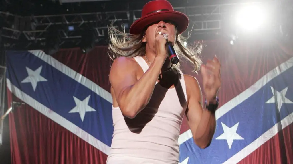 musician kid rock wearing red wings logo