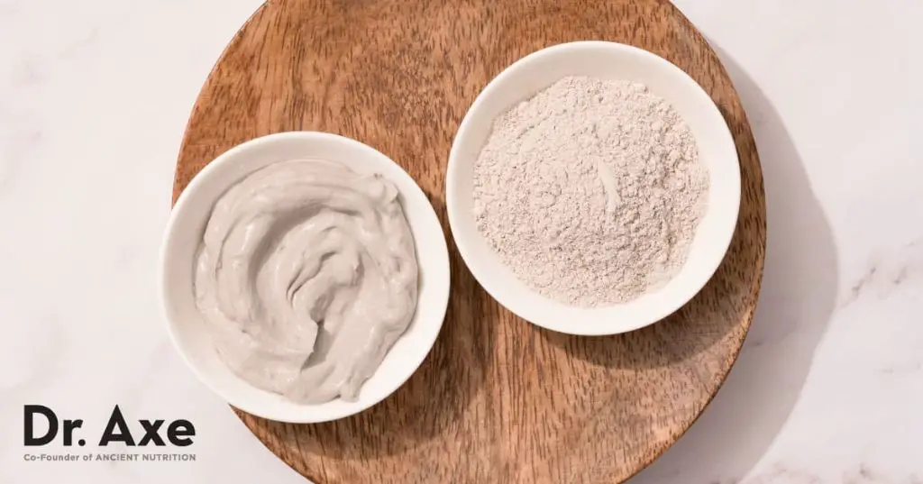 photo of bentonite clay powder, a common ingredient in clay masks that can help absorb oils and draw out impurities