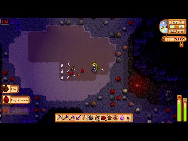 player using hoe on dirt in stardew valley