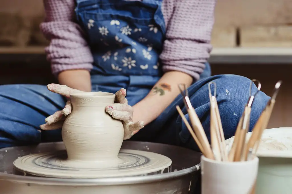 pottery wheel and clay used for making pottery