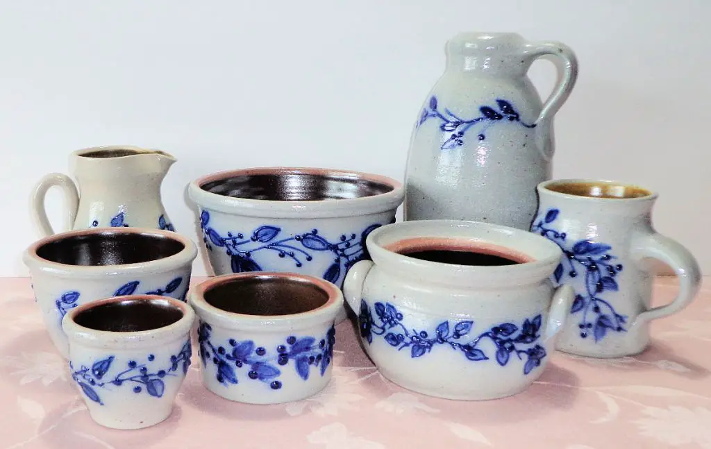 salmon falls pottery pieces on display in a gift shop