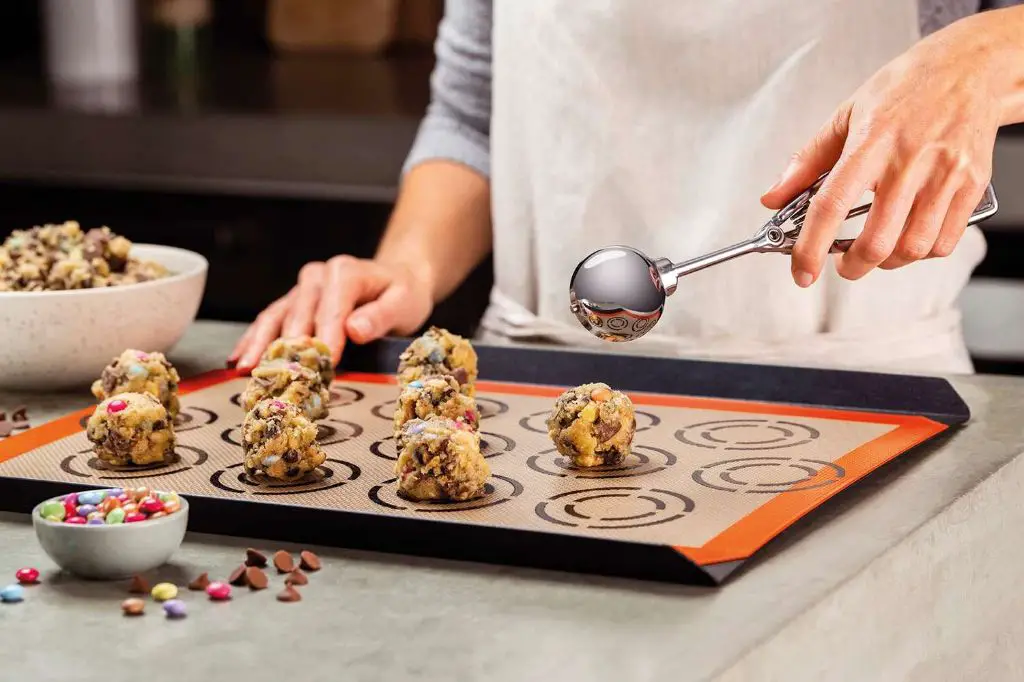 silicone baking mat on baking sheet