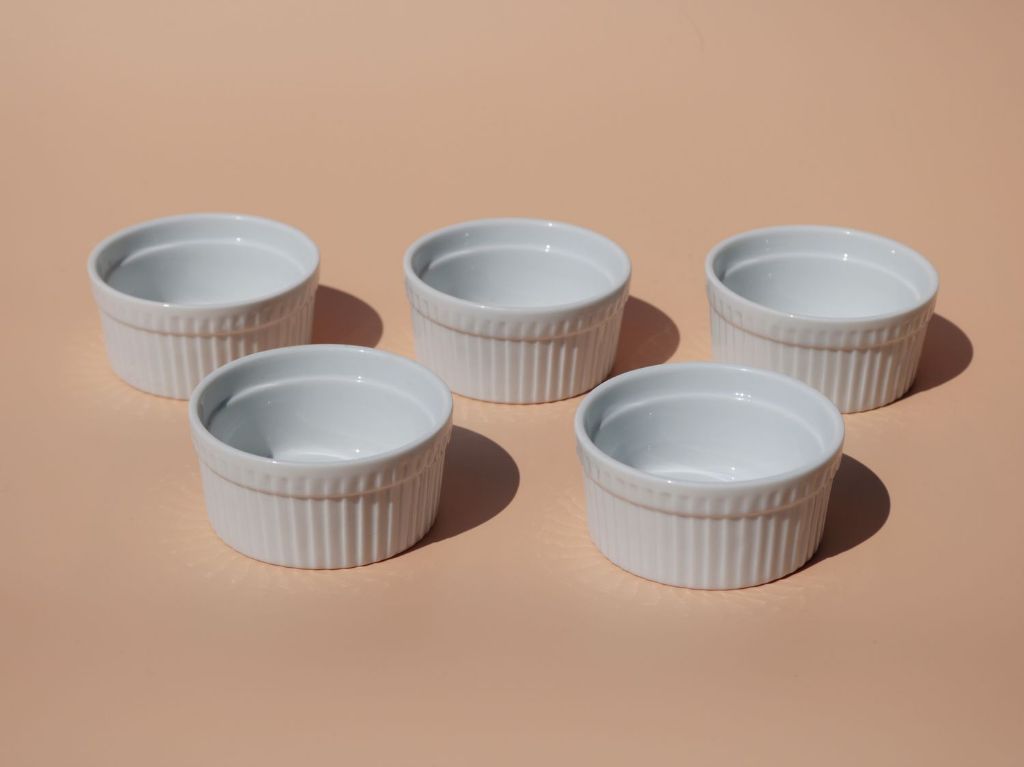 small ceramic ramekins are well-suited for baking individual desserts