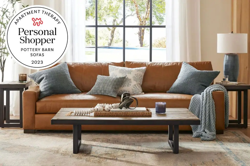 solid wood pottery barn sofa as an example of their quality furniture