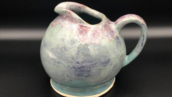 stoneware clay pottery jug with noticeable thickness and texture
