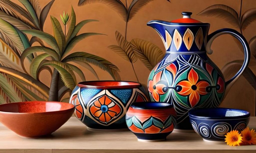 talavera pottery from puebla features bright colors and intricate hand-painted designs