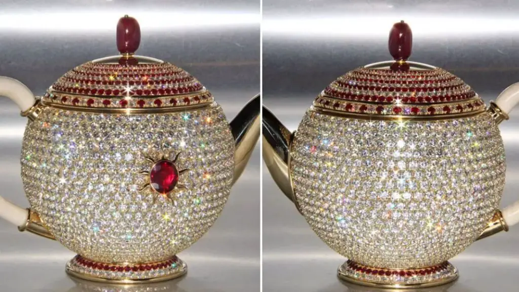 the exquisitely decorated goldschmidt rothschild teapot sold for over $9.5 million, setting a record for a ceramic piece.