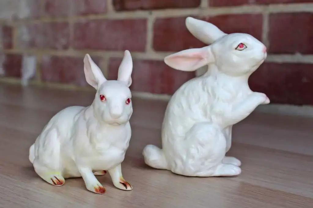 the white bunnies with pink accents are popular collectibles