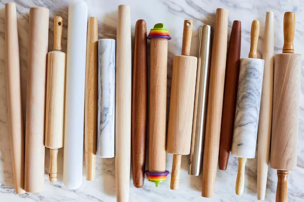 wooden rolling pins provide texture to prevent dough from sticking.