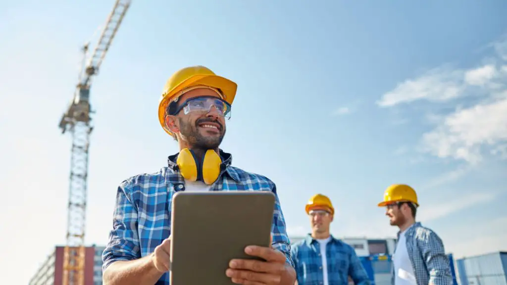 worker using an innovative hand tool on a construction project