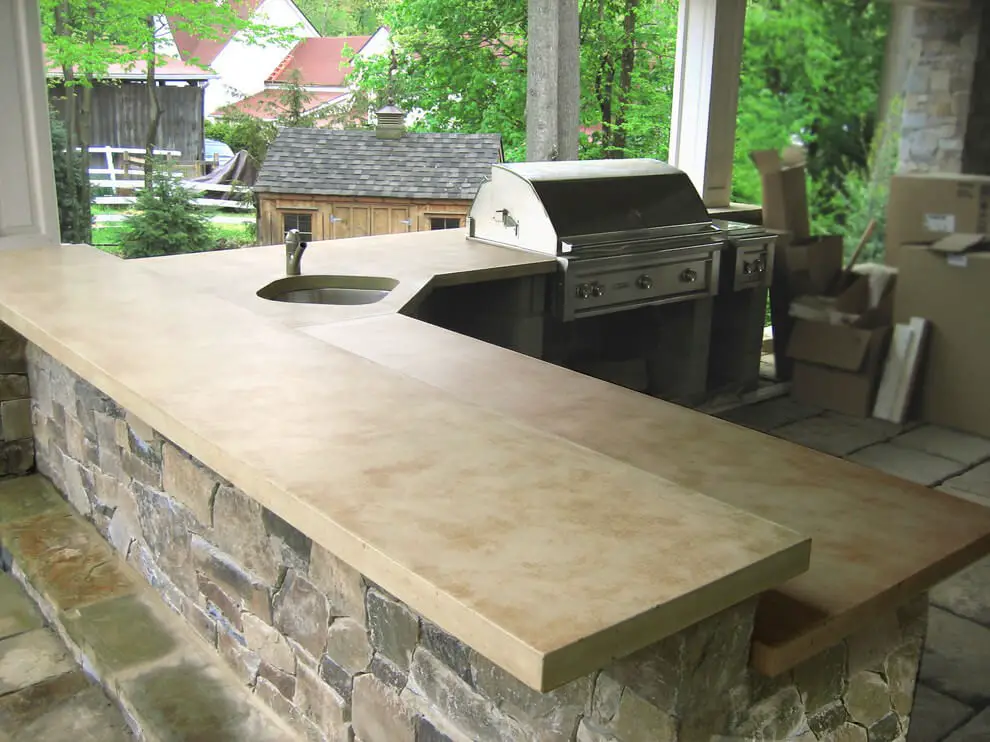 #8. Outdoor Light Brown Concrete Kitchen Countertops