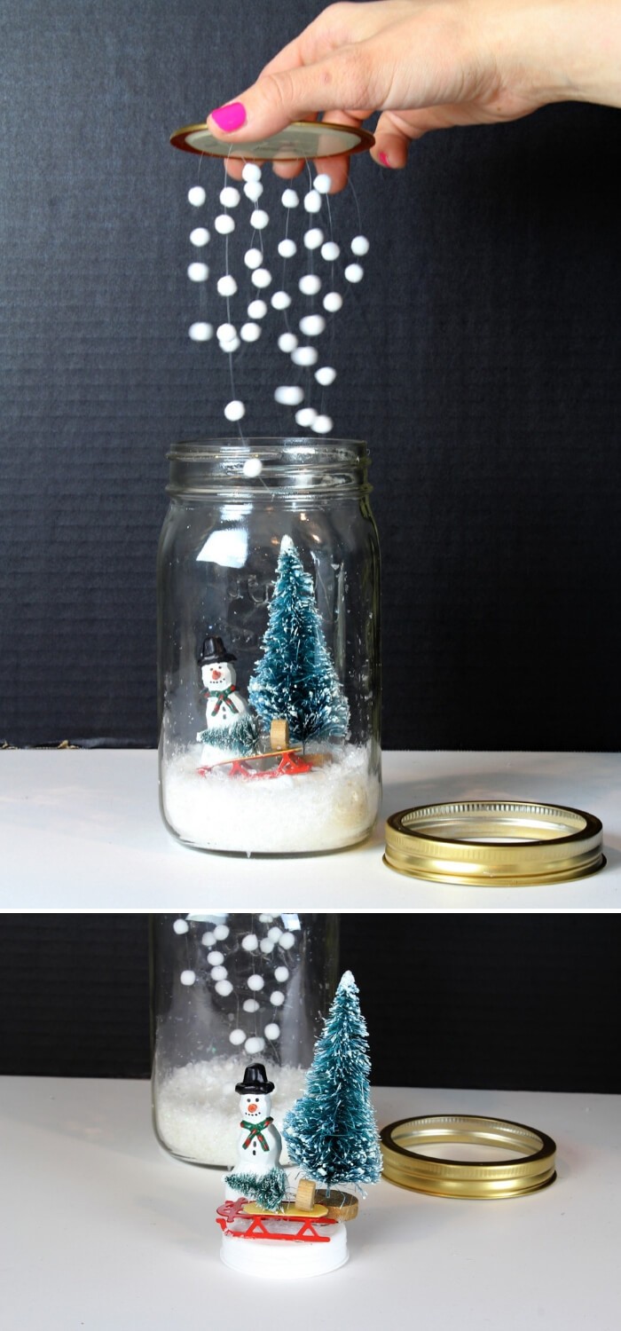 #9. DIY Mason Jar Snowglobe