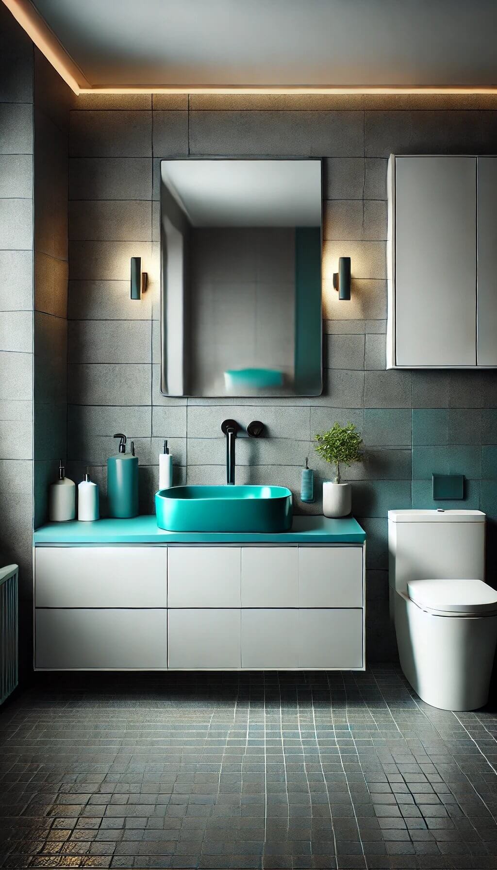 Teal Sink and Fixtures