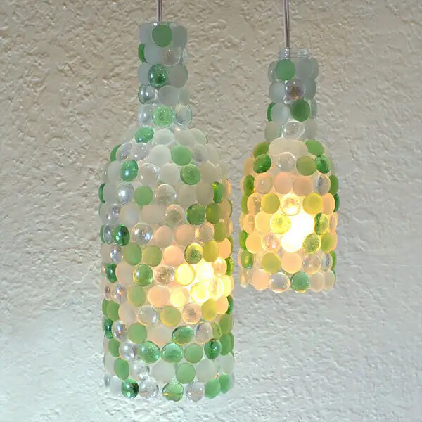 Glass Pebble Wine Bottle Pendant Lamps