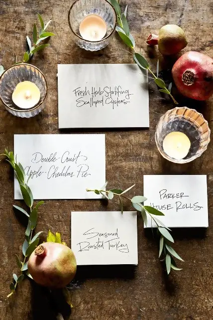 Written Menu cards