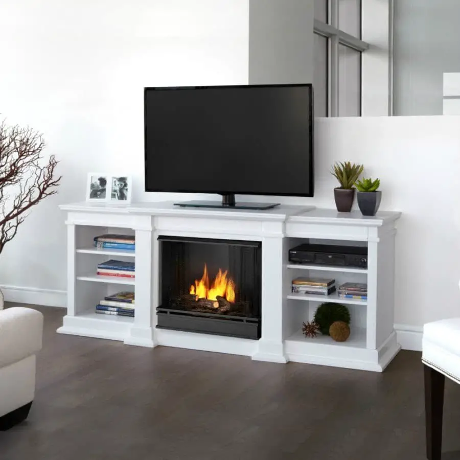 TV stand made of wood and white paint